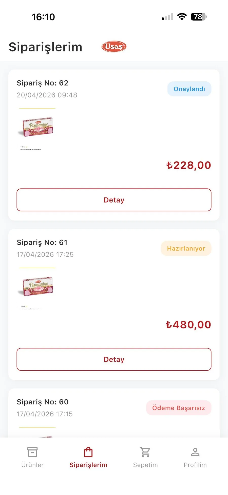 Order tracking, My orders